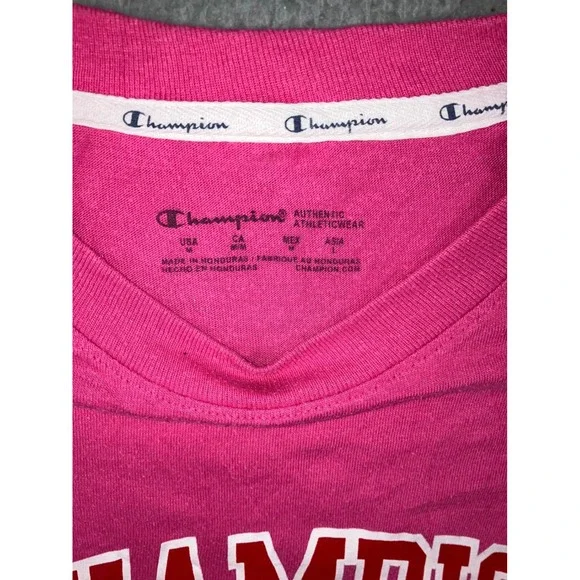 Champion T Shirt Men M Pink Short Sleeve Arched Logo Graphic Tee Retro Y2K 90s - Picture 3 of 6